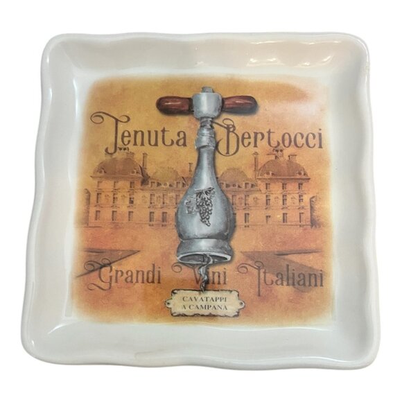 Valori Home Italy Ceramic Plates Set Of 2 Decorative Corkscrew & Building Design - Picture 2 of 4